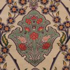 Pernă decorativă bej 45x45 cm – Grădină orientală cu păsări