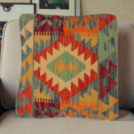   Pernă decorativă Kilim 50x50 față de pernă țesută manual Kilim
