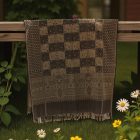 Eșarfă elegantă de damă și de bărbați 215x105 gri-negru cu model autentic