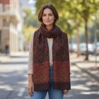 Eșarfă elegantă 215x105 mov-albastră, eșarfă subțire de damă