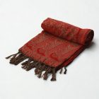 Eșarfă roșie 215x105 șal mare din bumbac pentru damă