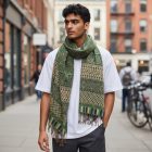 Șal elegant 215x105, verde, eșarfă subțire de damă