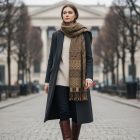 Eșarfă elegantă verde închis 215x105 eșarfă subțire de damă