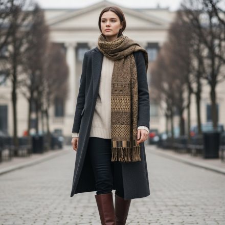 Eșarfă elegantă verde închis 215x105 eșarfă subțire de damă
