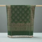Șal cu model oriental 215x105 eșarfă din bumbac verde