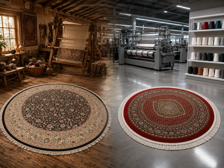Covoare circulare – modele lucrate manual și fabricate mecanic